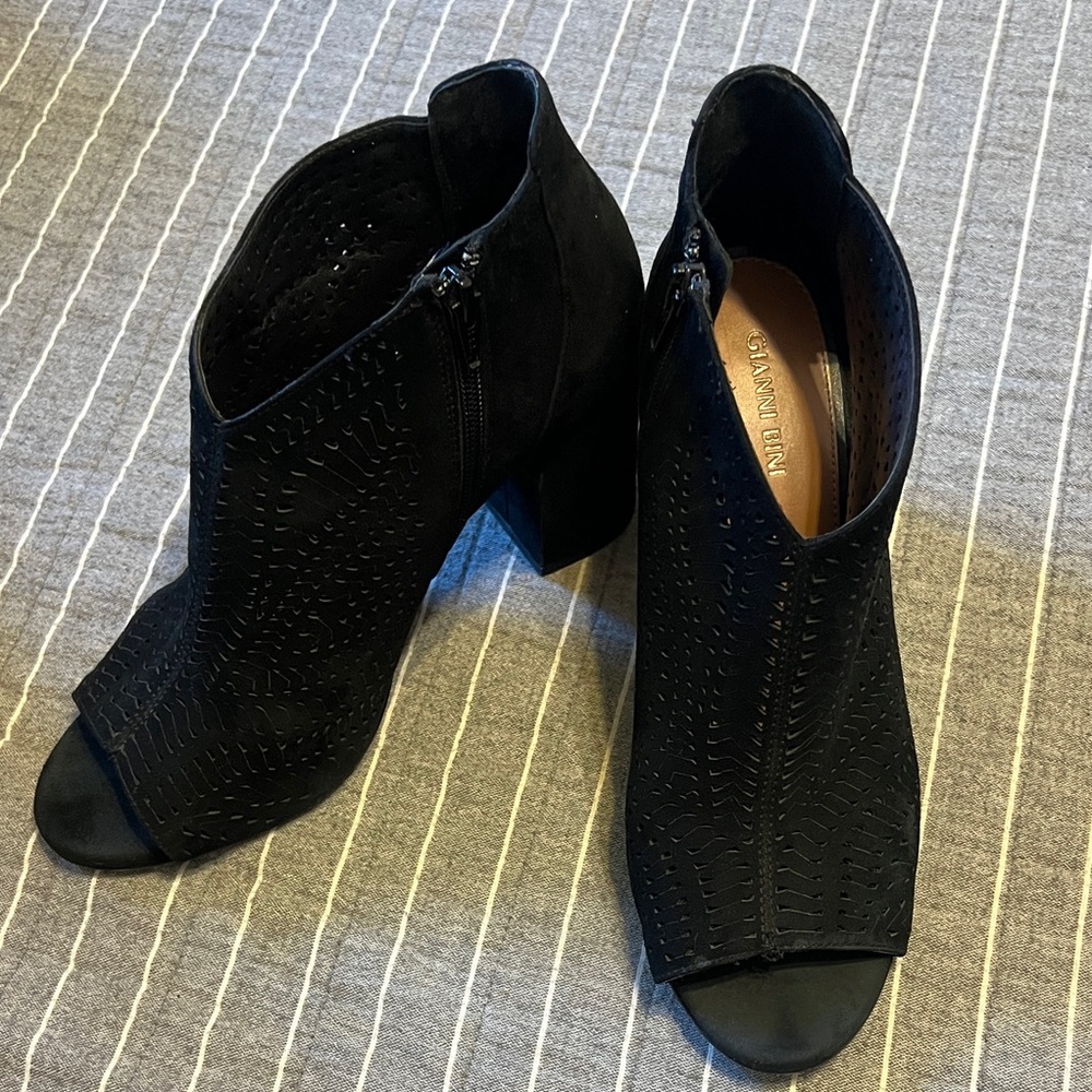 Gianni Bini Black Peep-Toe Ankle Booties